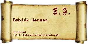 Babiák Herman névjegykártya